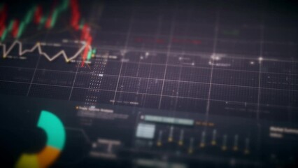 Business stock market, trading, info graphic with animated graphs, charts and data numbers insight analysis to be shown on monitor display screen for business meeting mock up theme
