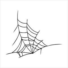 Halloween monochrome cobweb and spiders isolated on white background