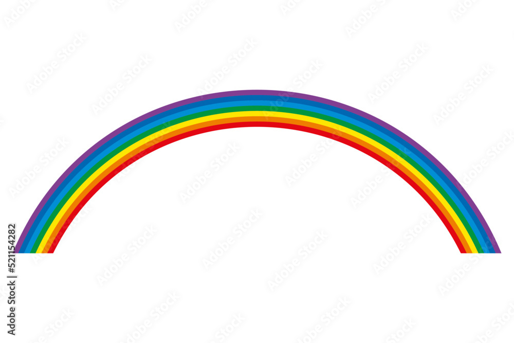 Poster rainbow, multicolored circular arc. seven bent color bars, representing the spectrum of the visible 