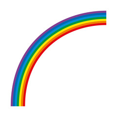 Fototapeta premium Rainbow, multicolored quarter circle. Arc of seven bent color bars with the spectrum of the visible light. Red, orange, yellow, green, cyan, blue and violet. Isolated illustration on white background.