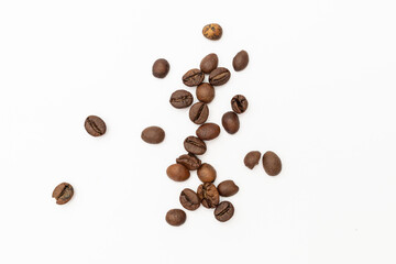 Coffee beans on a white background
