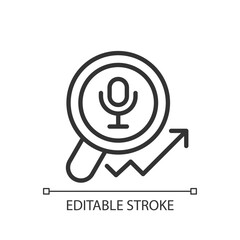 Voice marketing pixel perfect linear icon. Connect with audience in speech. Audio content. Thin line illustration. Contour symbol. Vector outline drawing. Editable stroke. Arial font used