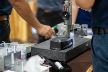 Caliper height gauge on the surface plate and measure the product size on the surface magnet, Tool...