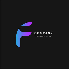 F letter modern minimalist logo design template