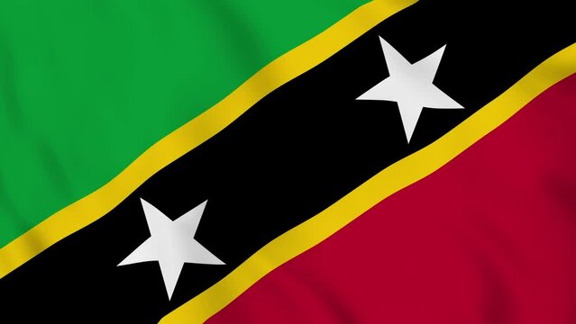 Saint Kitts and Nevis realistic waving flag. smooth seamless loop 4k video 	