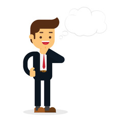 Young man with Bubbles for speech thinking