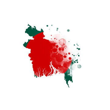 recommend clip art: Sublimation background country map- form on white background. Artistic shape in colors of national flag. Bangladesh