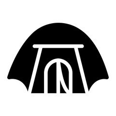 tent camping glyph icon