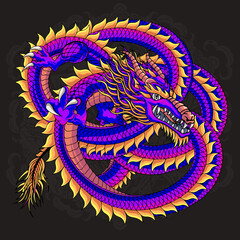 Japanese dragon symbol vector illustration