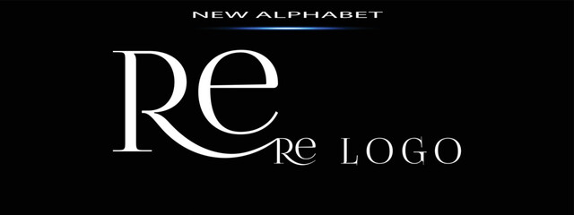 Monogram RE LOGO  Abstract Fashion font alphabet. Minimal modern urban fonts for logo, brand etc. Typography typeface uppercase lowercase and number. vector illustration
