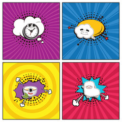 Hand drawn flat trendy cartoon elements collection sleep better