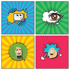 Hand drawn flat trendy cartoon elements collection seminar