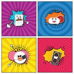 Hand drawn flat trendy cartoon elements collection seminar