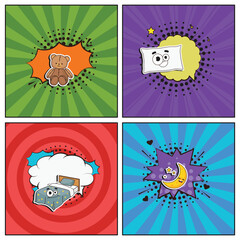 Hand drawn flat trendy cartoon elements collection sleep better