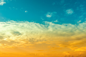 Cloudy sky colored in artisticblue yellow gradient color