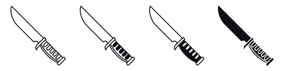 Knife icon vector set. hike illustration sign collection. ammunition symbol. hunting logo.