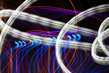 Beautiful Abstract futuristic painting color texture with lighting effect. Modern dynamic shiny pattern. Fractal graphic artwork design. Creative long exposure photography. Abstract lights at night.