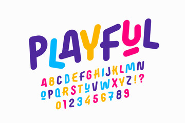 Playful style letters font design, alphabet and numbers vector illustration