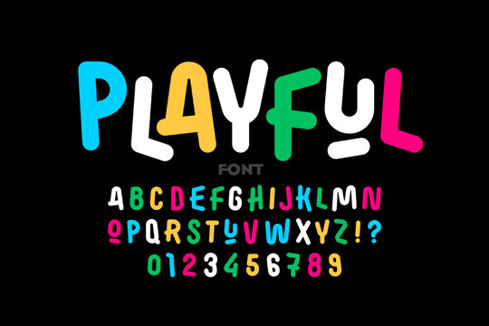 Naklejki Playful style letters font design, alphabet and numbers vector illustration