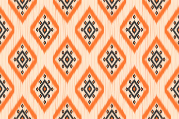 Geometric ethnic ikat seamless pattern traditional. Fabric Indian style. Design for background, wallpaper, illustration, fabric, clothing, carpet, textile, batik, embroidery.