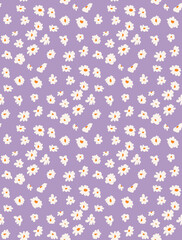 Abstract Small Daisy Flowers Hand Drawn Cute Ditsy Florals Seamless Pattern Trendy Fashion Colors Perfect for Allover Fabric Print or Wrapping Paper