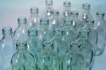 Empty glass soda bottles