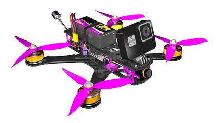 FPV Drone Illustration Isolated Over White Background