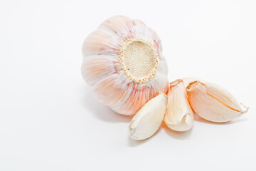 garlic on a white background