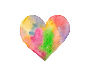 Heart shape illustration with color splash on white background.