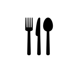 Set of spoon, knife and fork. Cutlery glyph icon.Vector illustration isolated on white background.