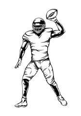 Fototapeta na wymiar American football player. Quarterback isolated illustration. Football player vector. American football championship. Sport theme vector illustration.