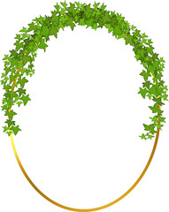 Golden frame with green branch.Abstract invitation design with leaves, tvigs and geometric frame.Herbal minimalistic vector frame.Greenery wedding square invitation.