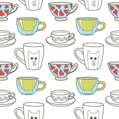 Fototapeta premium vector seamless pattern on the fun cups