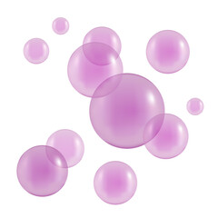 Transparent pink bubbles in a realistic style