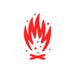 red flame icon like campfire simple badge