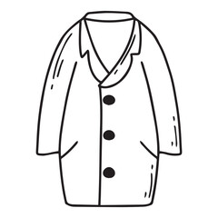 Woman coat. Autumn coat. Coat style doodle. Vector illustration. Autumn clothes.