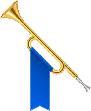 Crossed golden horn trumpets 
