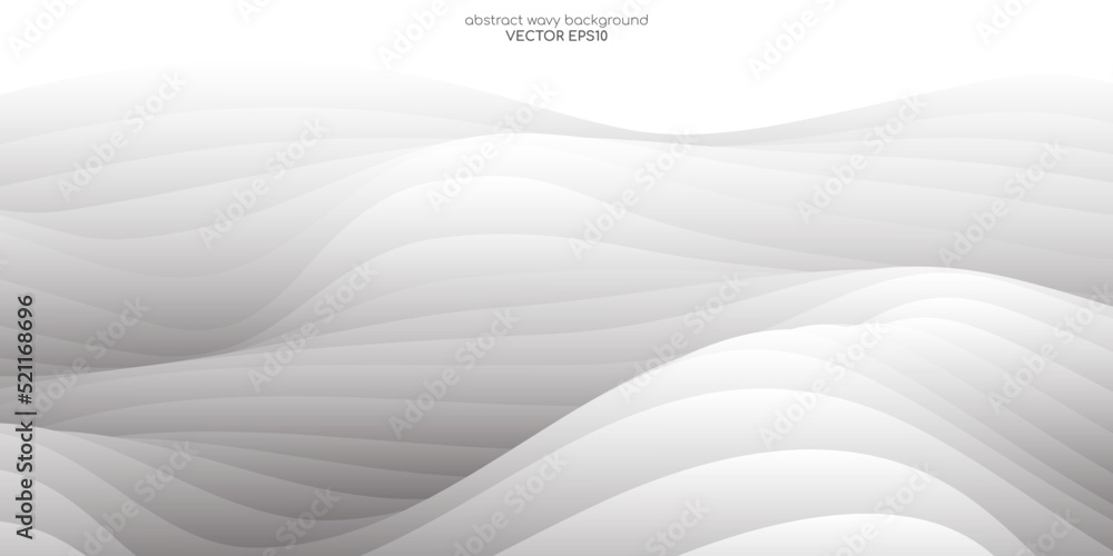 Aufkleber Abstract white background light gray wave texture with smooth curve sheets overlay for luxury modern background. Vector illustration.