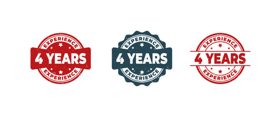 4 Years Experience Sign or Stamp Grunge Rubber on White Background