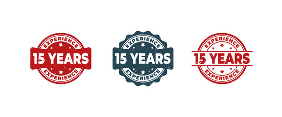 15 Years Experience Sign or Stamp Grunge Rubber on White Background