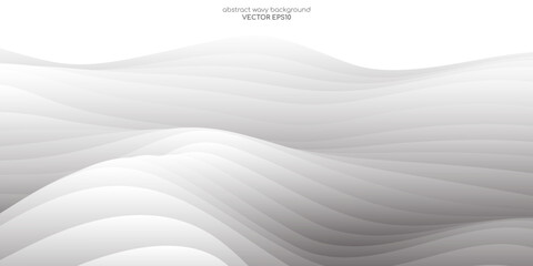 Abstract white background light gray wave texture with smooth curve sheets overlay for luxury modern background. Vector illustration.