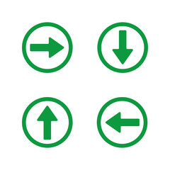 arrows in a circle of green color in different directions. Collection of concept arrows for web design, mobile apps, interface and more