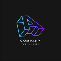 Letter A 3D logo design or 3d letter A or A initial logo design 3d template