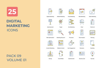 Digital Marketing icons collection. Set contains such Icons as online marketing, marketing, and more