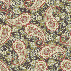 Seamless pattern based on traditional Asian elements Paisley. Traditional colorful seamless paisley...