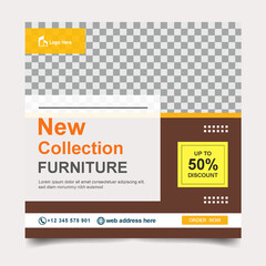 Modern furniture social media banner template