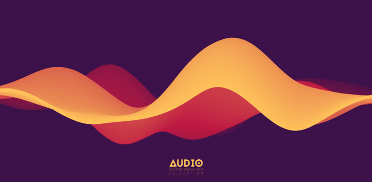 Sound wave visualiztion. 3D orange solid waveform. Voice sample pattern.