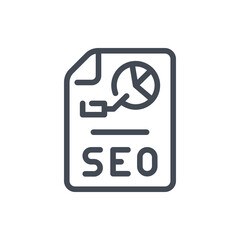 SEO report document line icon. Marketing analytics vector outline sign.