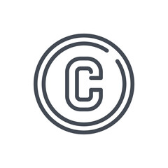Copyright and Literary property line icon. Letter "C" in circle vector outline sign.