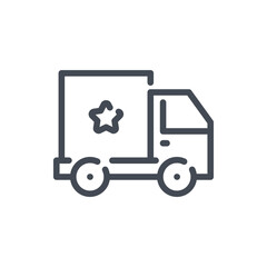 Fast shipping truck line icon. Delivery van and Logistic transport vector outline sign.